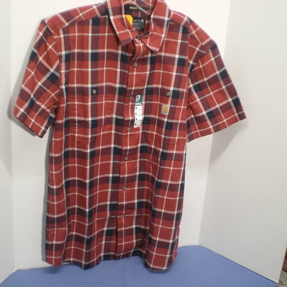 Carhartt Short Sleeve Button Down Red/Navy/White Plaid Casual Shirt, Size Med - Picture 1 of 7